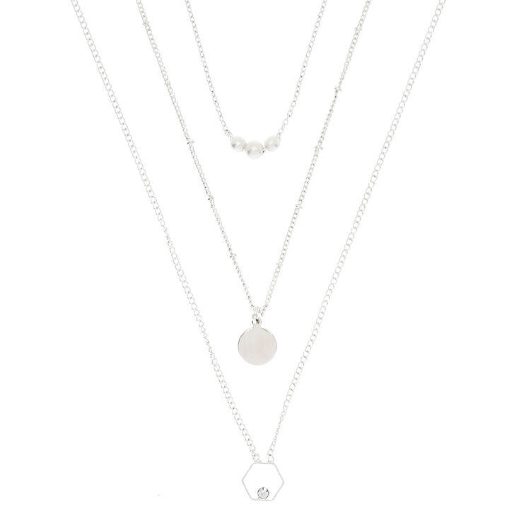 3 Pack Silver Minimalist Pendant Necklaces,