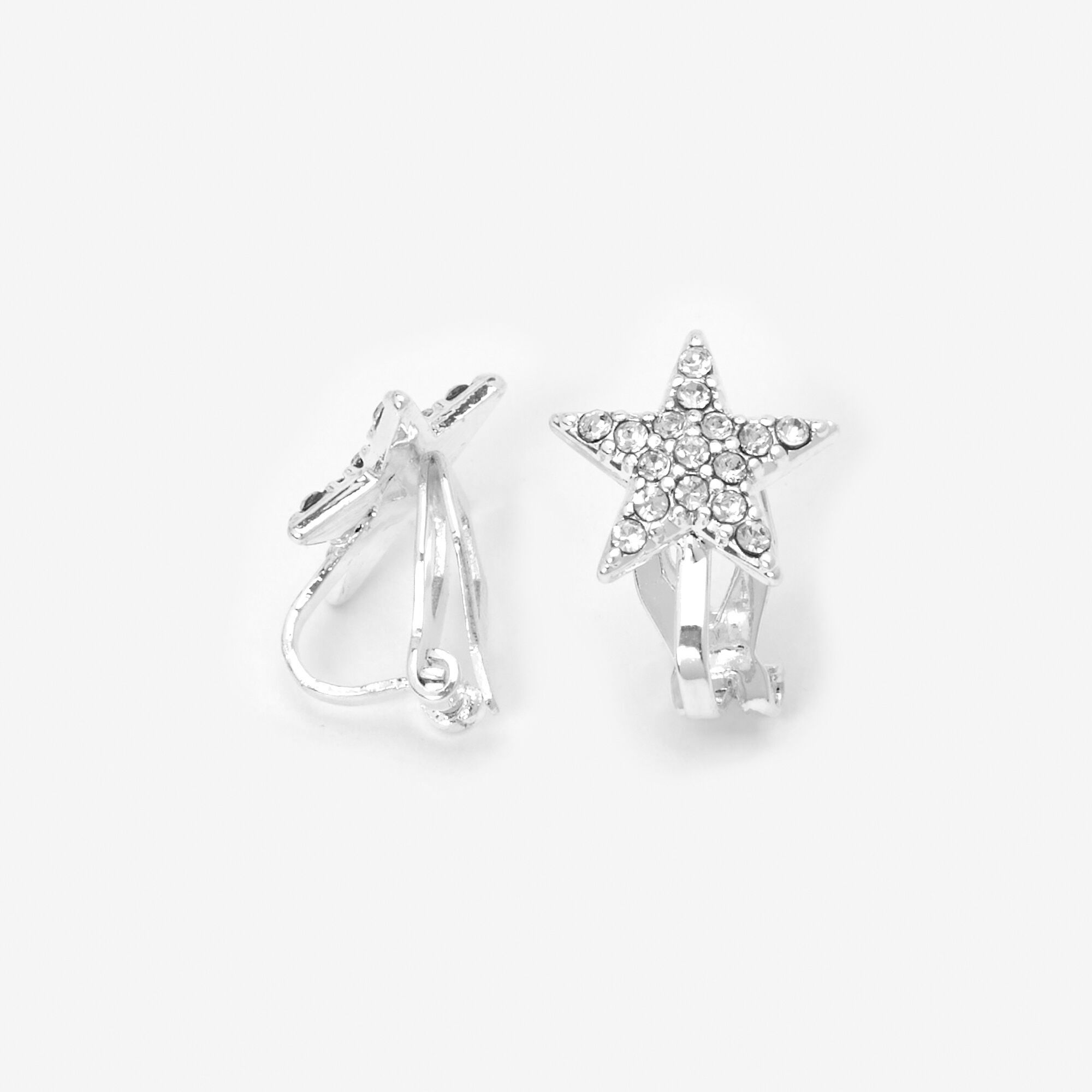 View Claires Tone Star Clip On Earrings Silver information