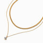 Gold-tone Curb Chain &amp; Crystal Multi-Strand Necklace,