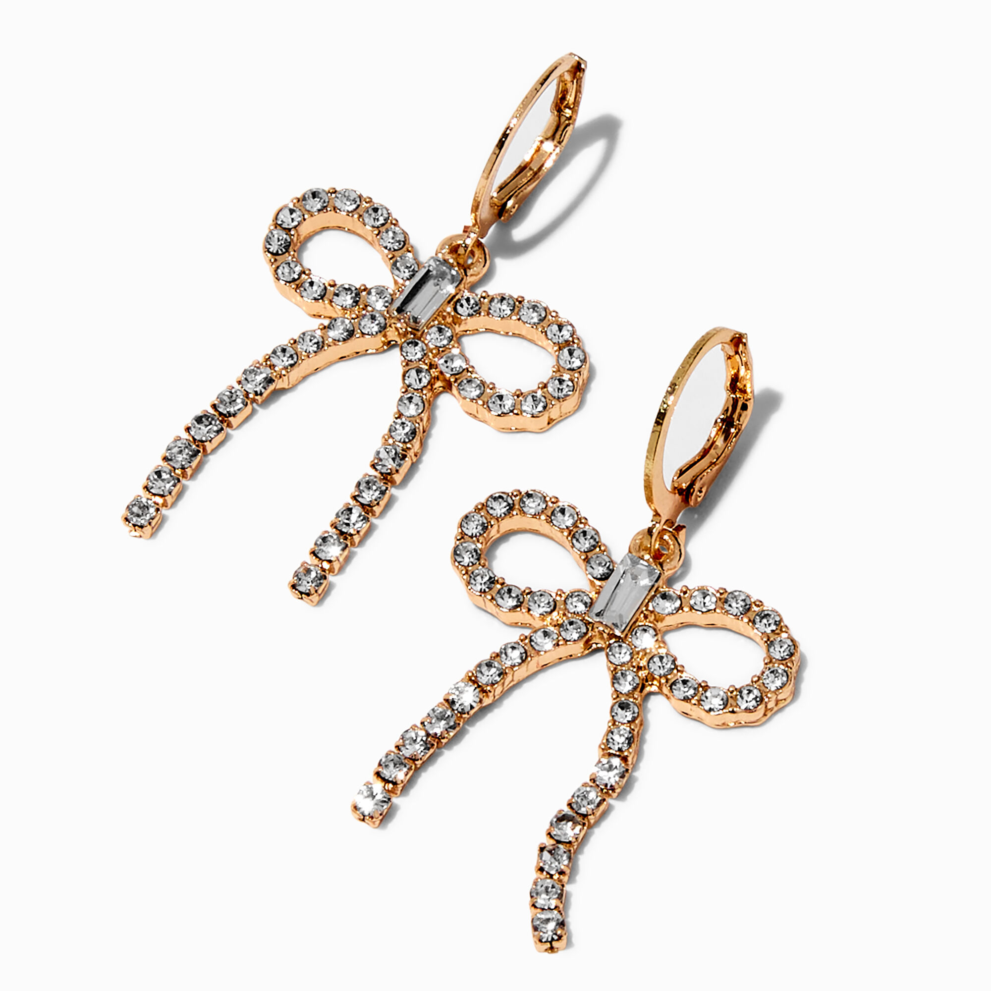 Crystal Bow 1.5" Drop Earrings,