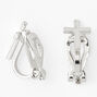 Silver Cross Clip-On Earrings,