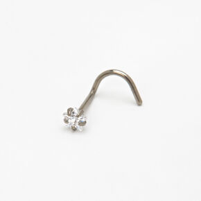 20G Silver-tone Titanium Cubic Zirconia Star Nose Stud,
