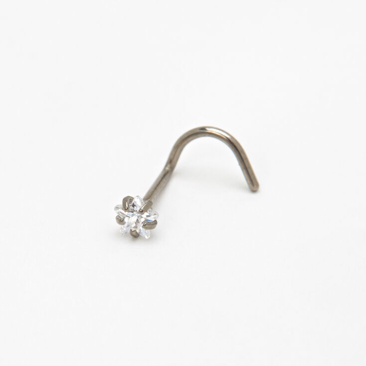 20G Silver-tone Titanium Cubic Zirconia Star Nose Stud,