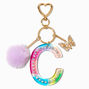 Butterfly &amp; Rainbow Initial Keychain - C,