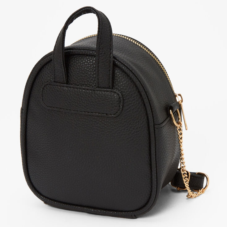 Pearl Studded Mini Backpack Crossbody Bag - Black,
