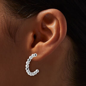Boucles d&#39;oreilles empilables perle d&#39;imitation couleur argent&eacute;e - Lot de 10,
