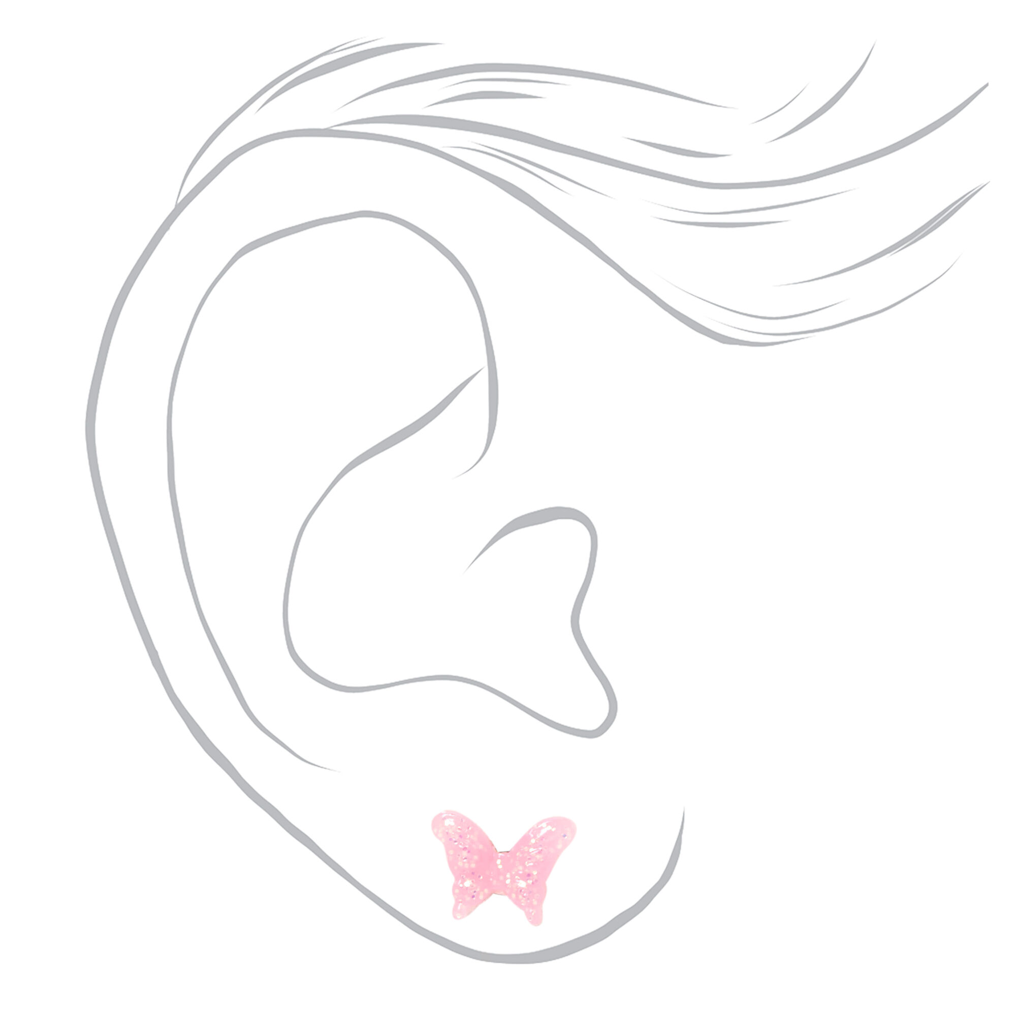 Pink Butterfly & Pearl Stud Earrings - 3 Pack,