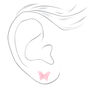 Pink Butterfly &amp; Pearl Stud Earrings - 3 Pack,