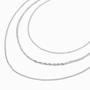 Claire&#39;s Recycled Jewellery Silver-tone Multi-Strand Woven Chain Necklace,