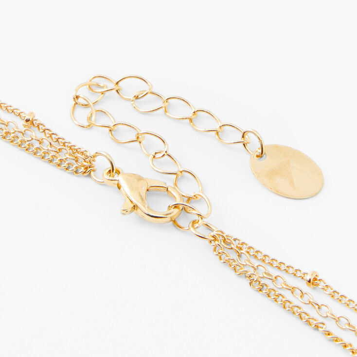 Gold Faux Rhinestone Snake Pendant Multi Strand Necklace,