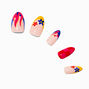 Red Check &amp; Floral Icon Stiletto Vegan Faux Nail Set - 24 Pack,