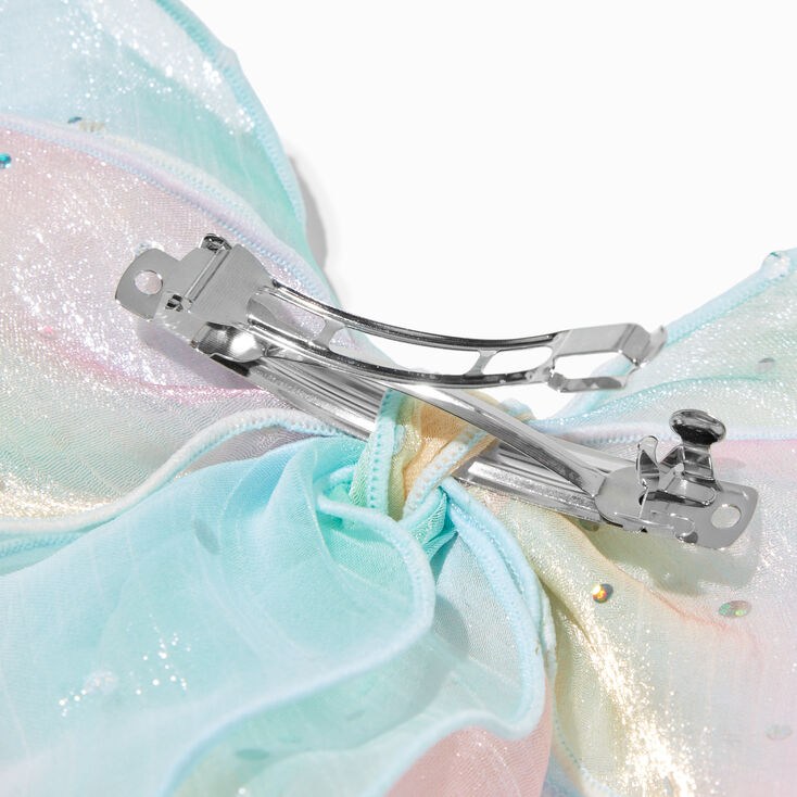 Pastel Sparkle Long Tail Hair Bow Clip,