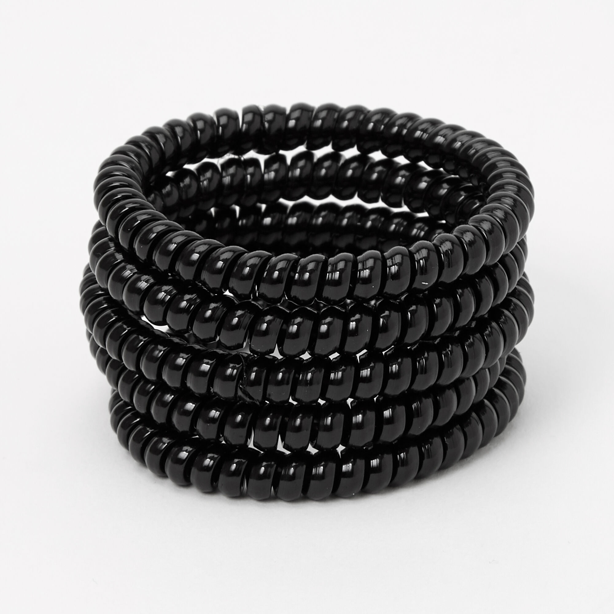 Solid Skinny Coil Hair Ties - Black, 5 Pack,