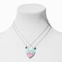 Best Friends Pink &amp; Mint Ombre Split Heart Pendant Necklaces - 2 Pack,