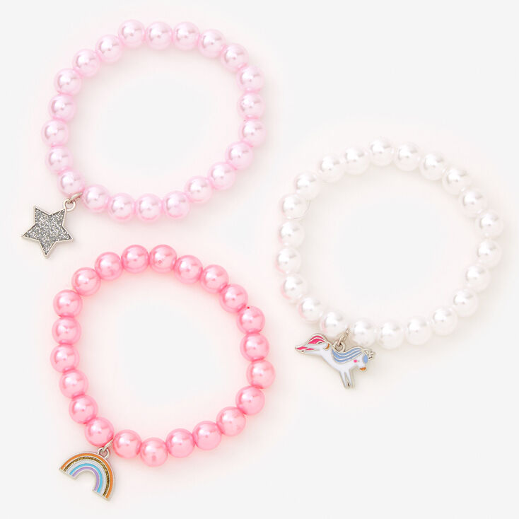 Claire&#39;s Club Pink Unicorn Beaded Stretch Bracelets - 3 Pack,