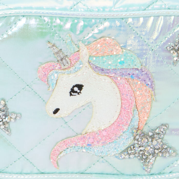 Claire&#39;s Club Mint Sparkle Unicorn Crossbody Bag,