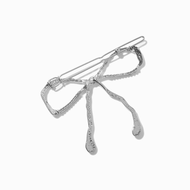 Silver Metal Hair Bow Clip ,