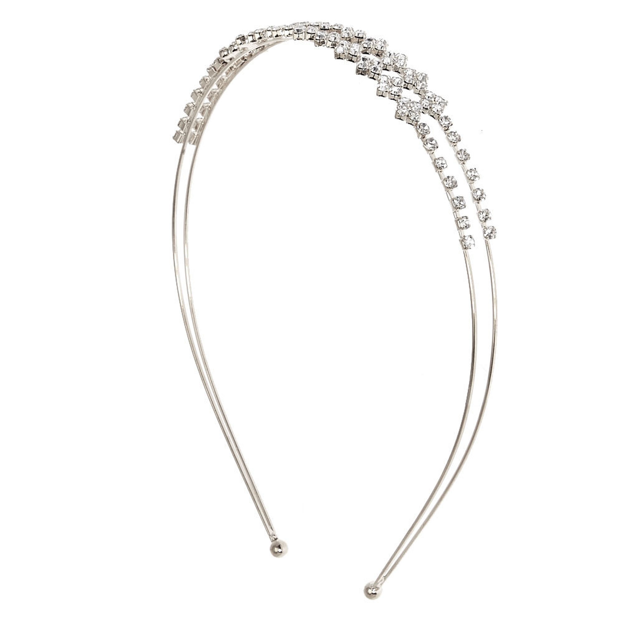 View Claires Tone Rhinestone Double Row Headband Silver information