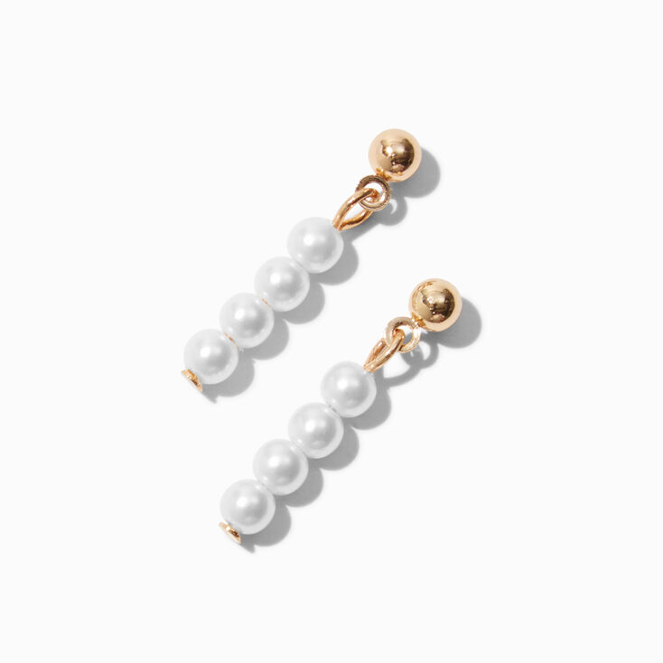 Gold-tone Pearl Micro Drop Earrings,