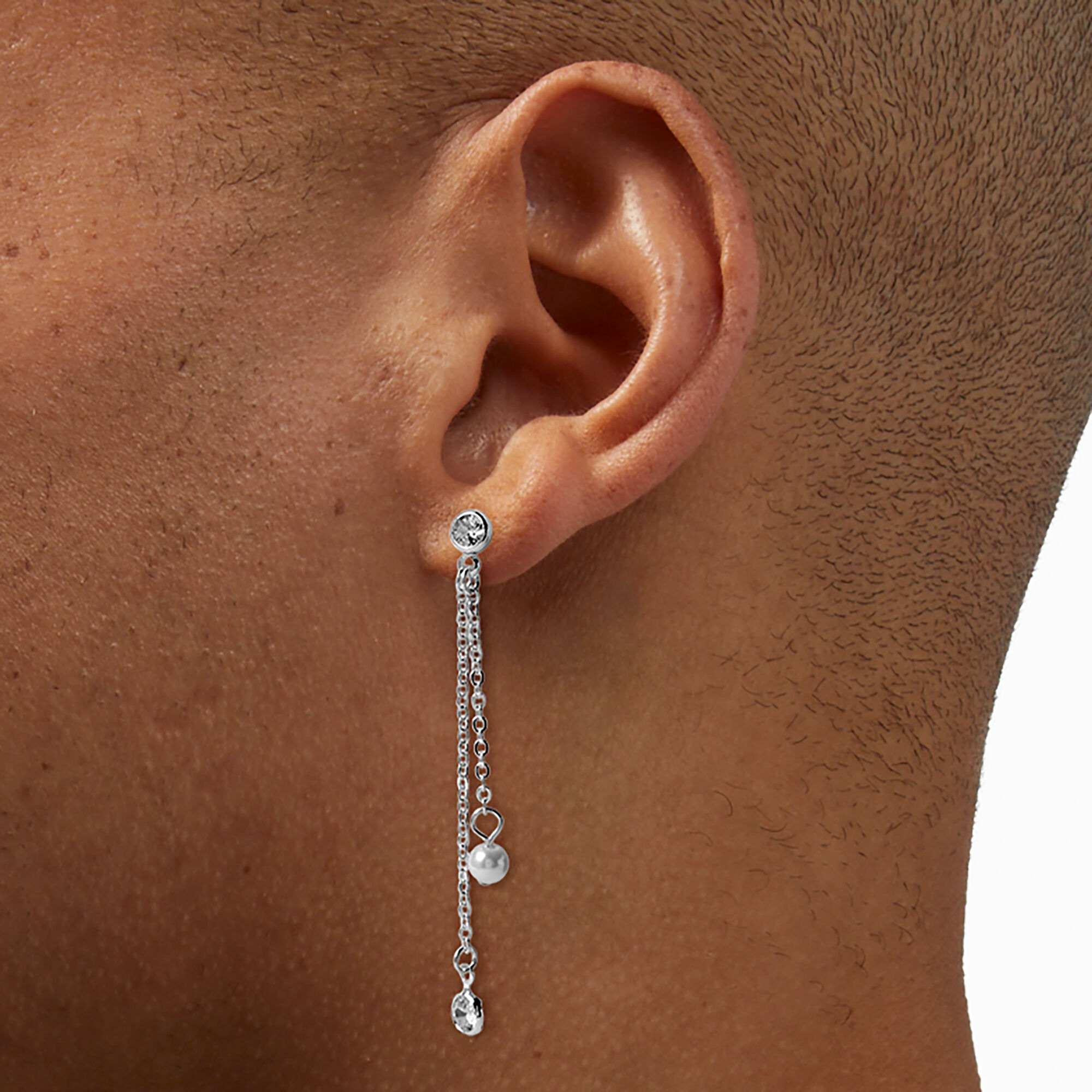 Linear pearl earrings shop