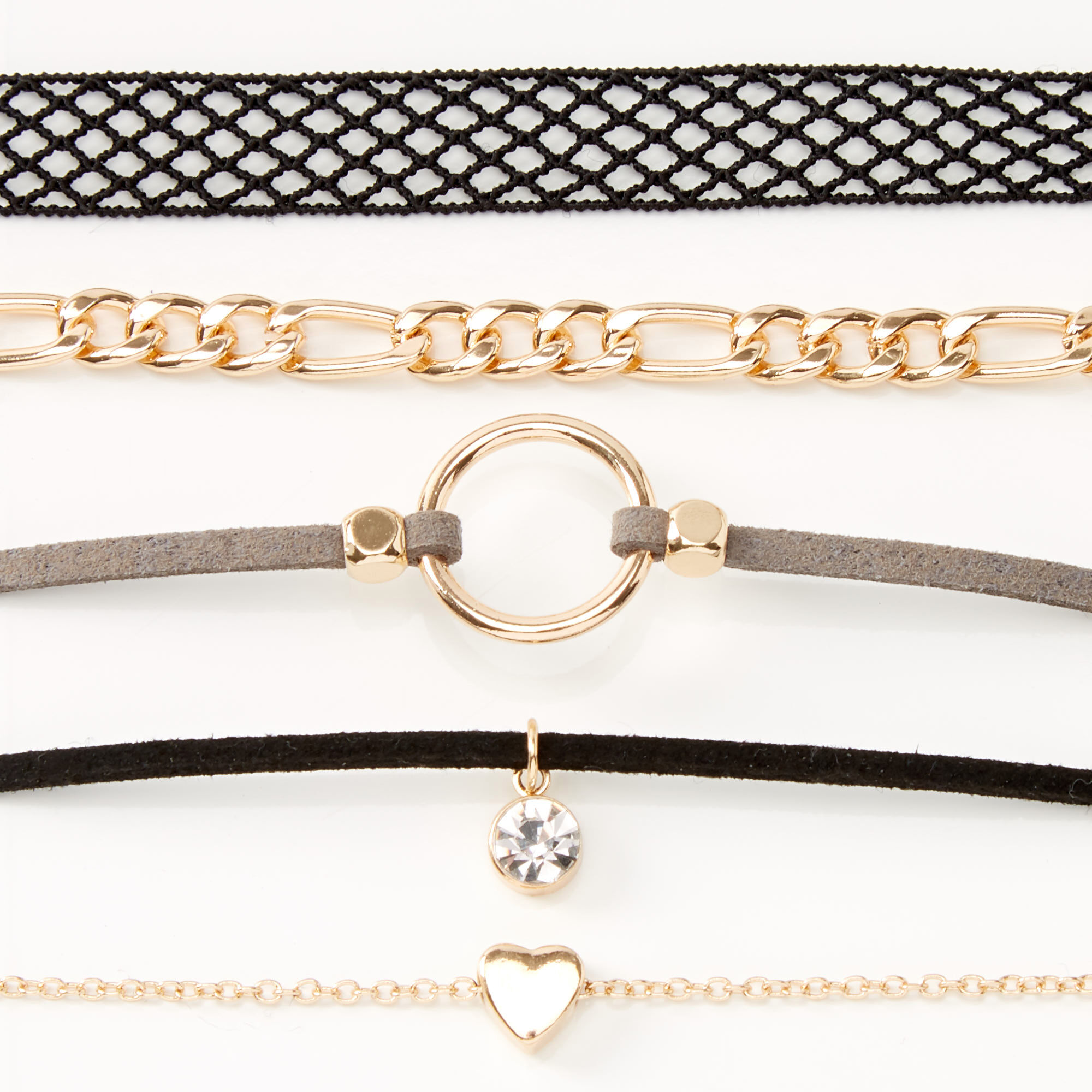 Gold Fishnet Chain Mixed Bracelets - 5 Pack,