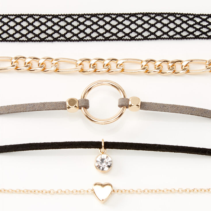 Gold Fishnet Chain Mixed Bracelets - 5 Pack,