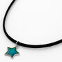 Silver Mood Star Cord Pendant Necklace - Black,