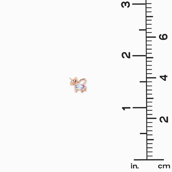 18K Gold Plated Rose Gold Cubic Zirconia Unicorn Stud Earrings,