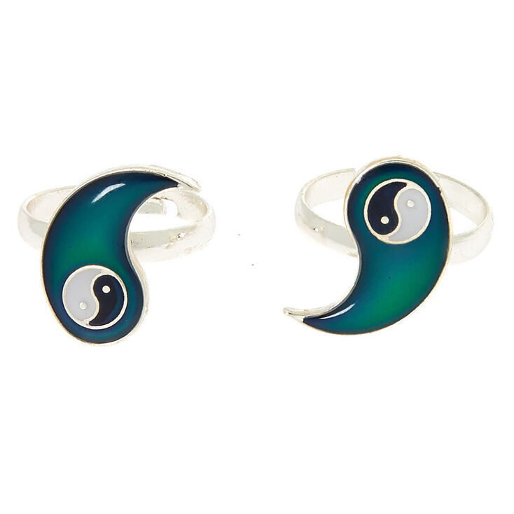 Silver Best Friends Mood Yin Yang Rings - 2 Pack,
