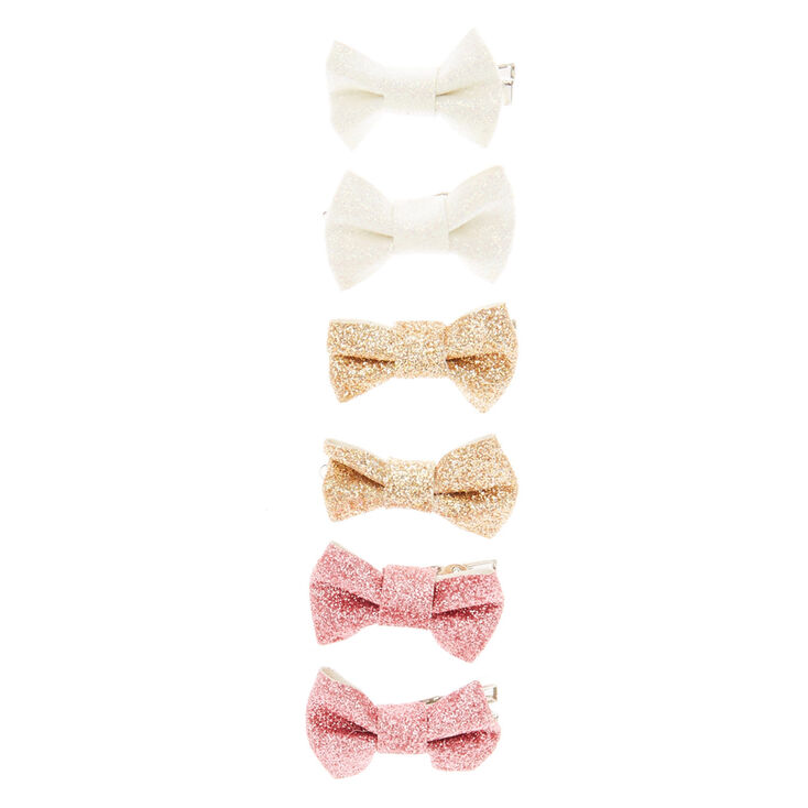 Claire&#39;s Club Glitter Bow Hair Clips - 6 Pack,