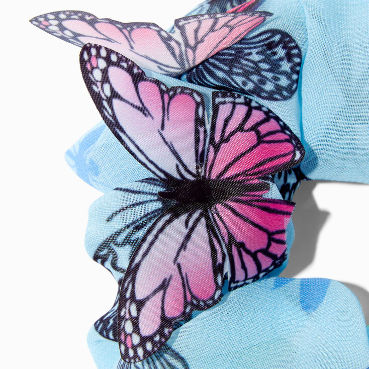 3-D Butterfly Blue Organza Hair Scrunchie,