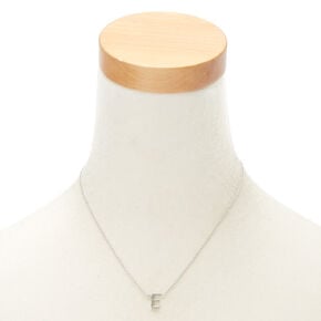 Silver Stone Initial Pendant Necklace - E,