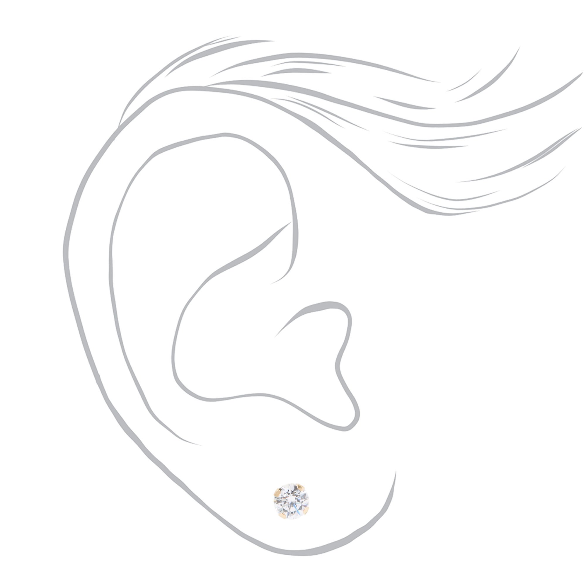 14kt Yellow Gold 5mm Cubic Zirconia Studs Ear Piercing Kit with Ear Care Solution,