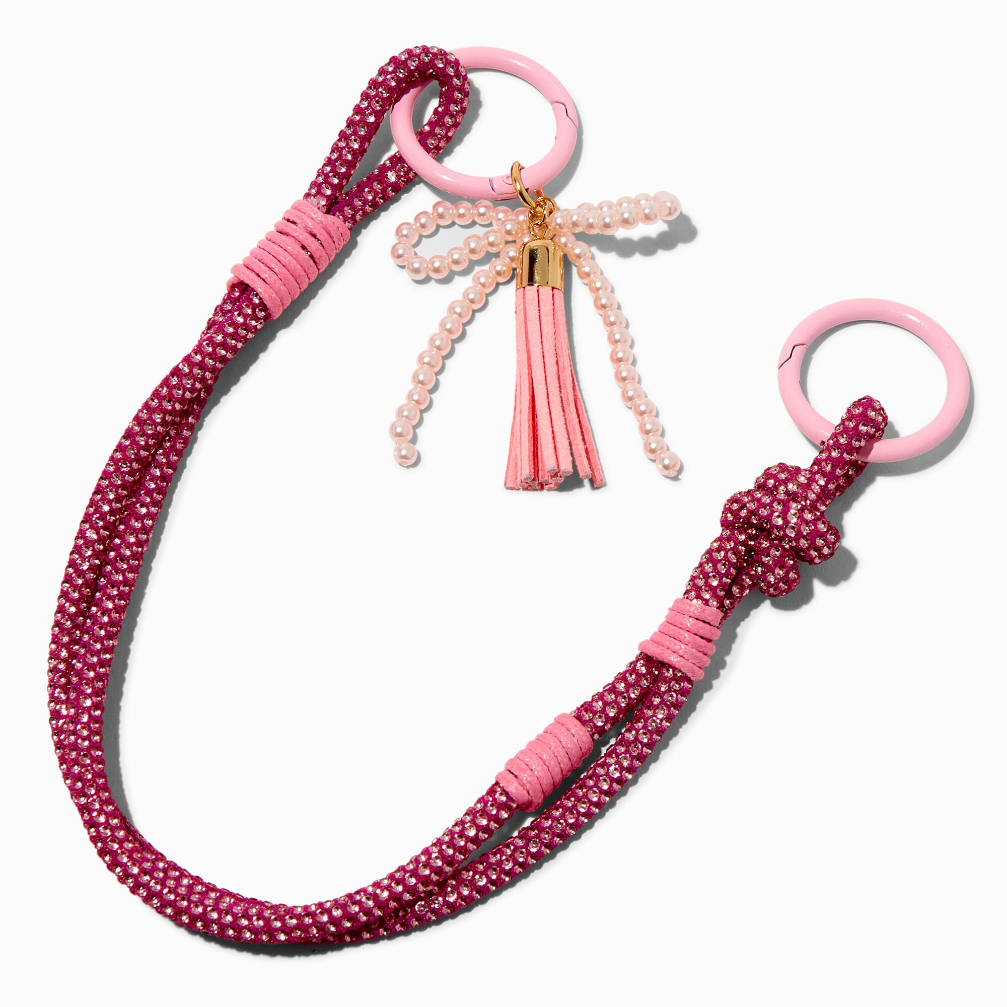 Pink Rhinestone Bow Bag Charm,