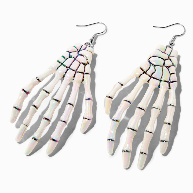 Skeleton Hands Iridescent Drop Earrings,