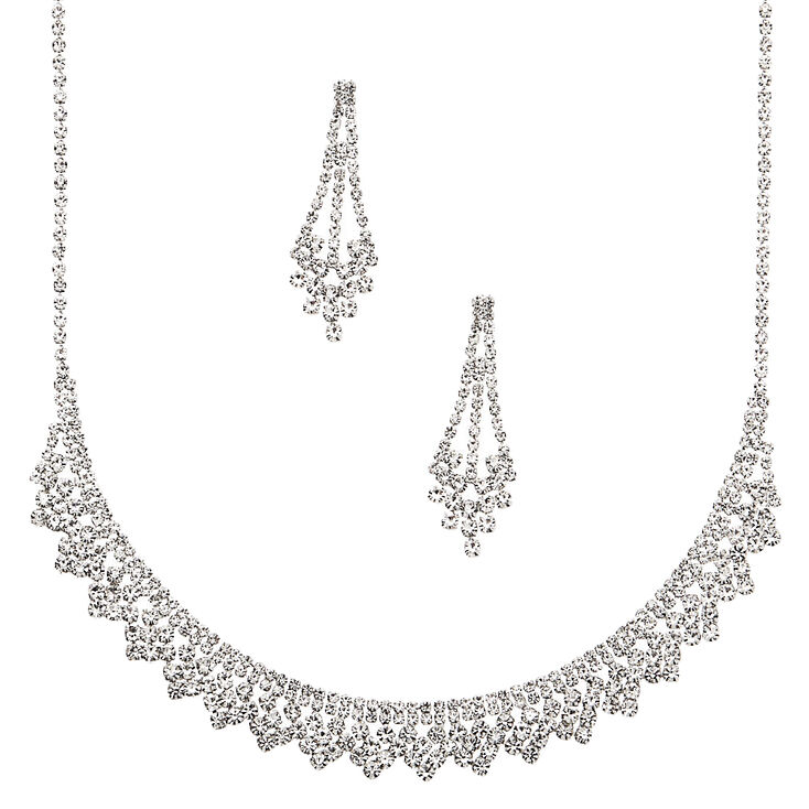 Silver Rhinestone Peacock Jewellery Set - 2 Pack,