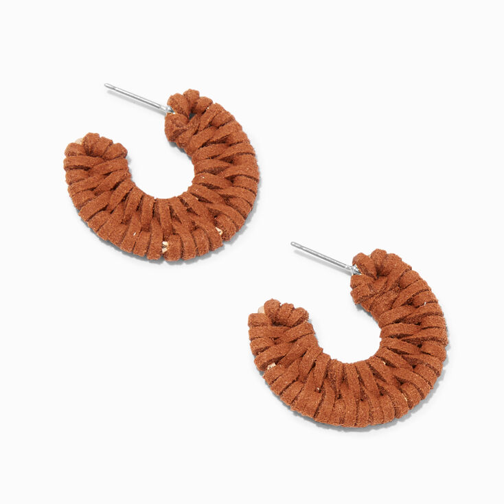 Brown Woven Wrapped 30MM Hoop Earrings,