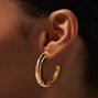 Gold-tone Star Stamped 50mm Hoop Earrings,