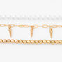 Gold Pearls and Spikes Bracelet Set - 3 Pack,