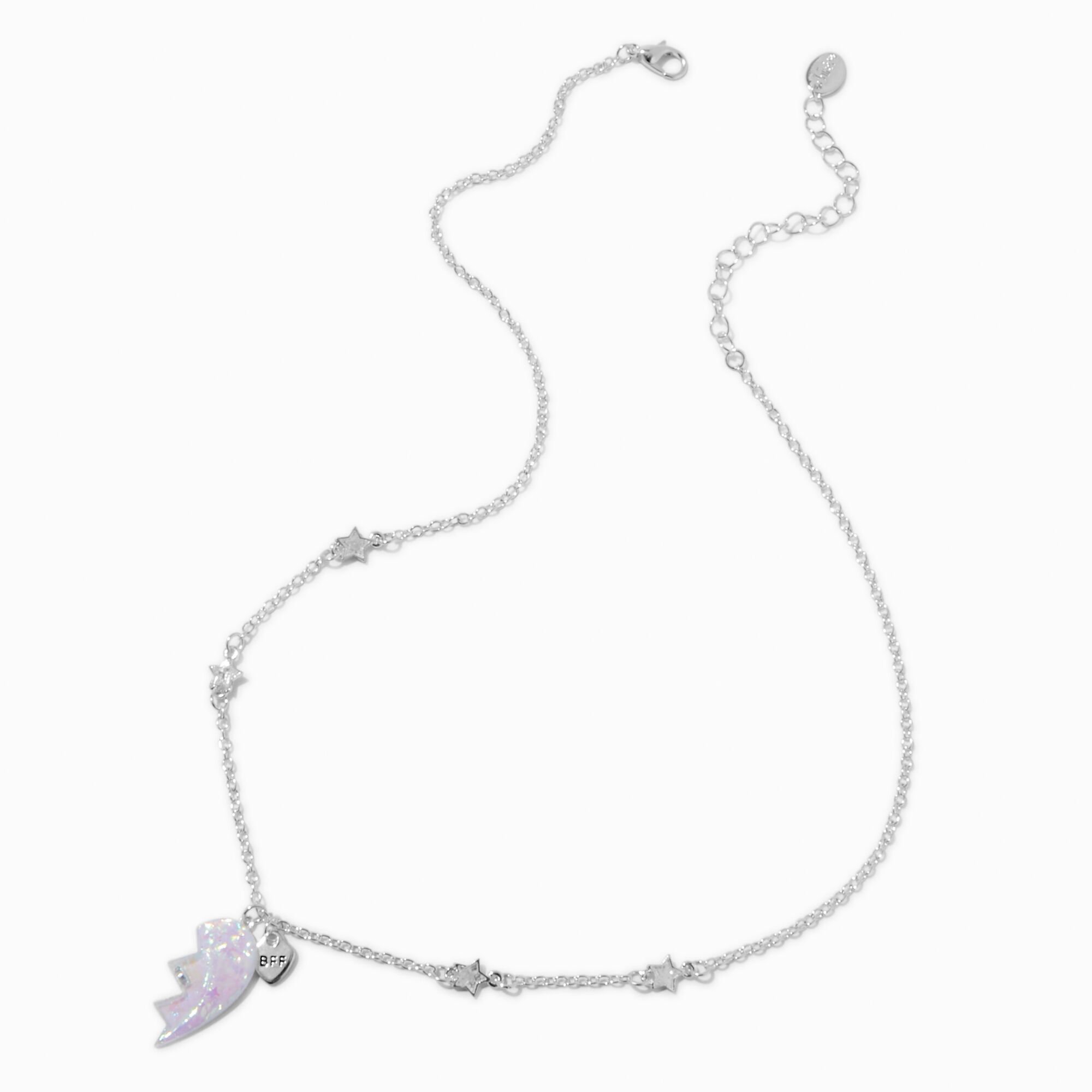 Best Friends Iridescent Split Heart Pendant Necklaces - 2 Pack,
