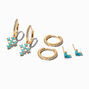 C LUXE by Claire&#39;s 18k Gold Plated Turquoise Cross Earring Stackables Set - 3 Pack,