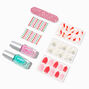 Red, White and Glitter Faux Nail and Polish Set,