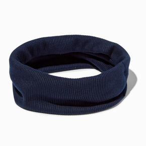 Navy Blue Wide Flat Ribbed Headwrap,