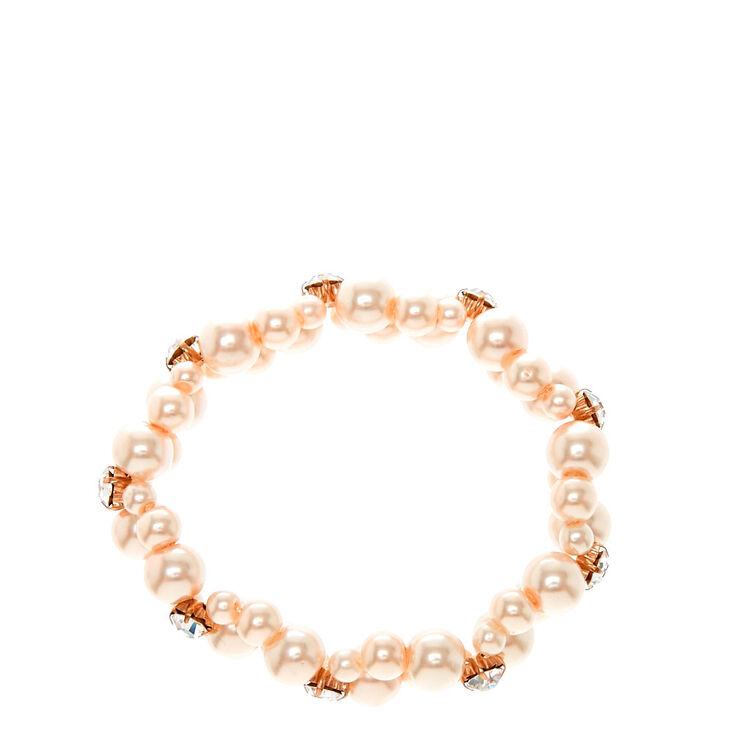 Blush Pearl Double Row Stretch Bracelet,