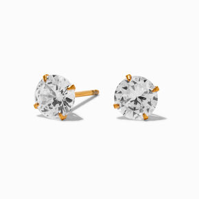 C LUXE by Claire&#39;s Gold-tone Titanium Cubic Zirconia Round Stud Earrings,