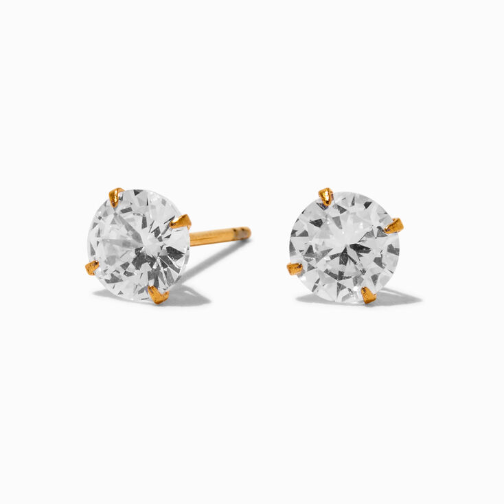 C LUXE by Claire&#39;s Gold-tone Titanium Cubic Zirconia Round Stud Earrings,