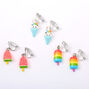Silver Glitter Popsicle Ice Cream Clip On Earrings &#40;3 Pack&#41;,