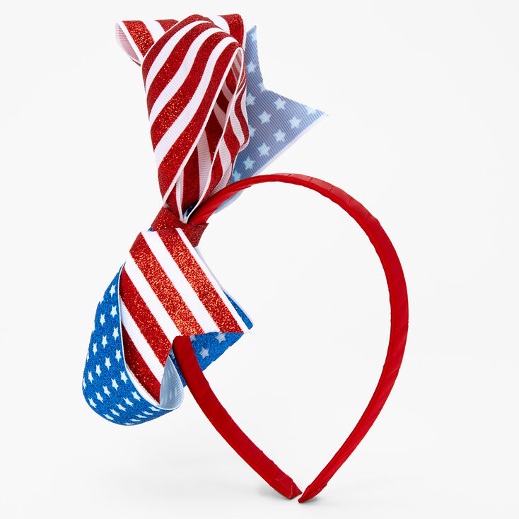 Patriotic American Flag Floppy Bow Headband,