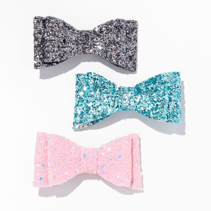 Claire&#39;s Club Fairy Glitter Hair Bow Clips - 3 Pack,