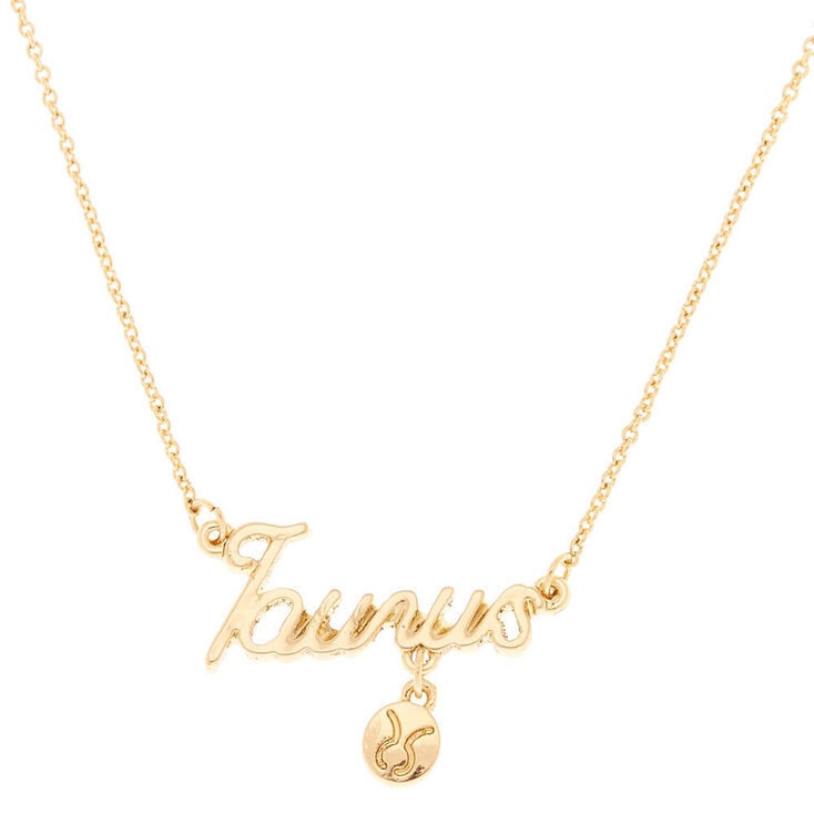 Gold Zodiac Pendant Necklace - Taurus,